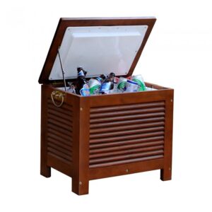 Wooden Patio Cooler with Double Wall Plastic Cooler Insert