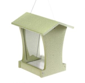 12" Green Recycled Plastic Hopper Bird Feeder