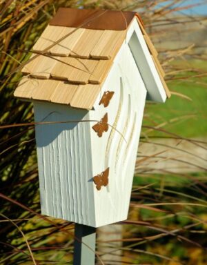 Butterfly Bijou Butterfly House and Stake - White
