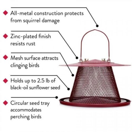 Red Cardinal Wire Mesh Bird Feeder - Image 3