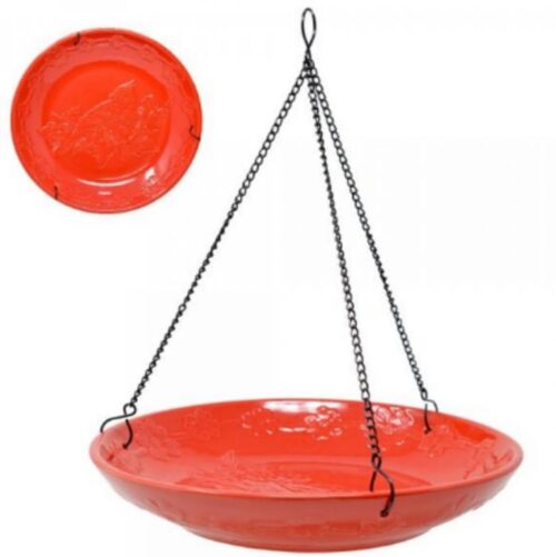 Cardinal Ceramic Hanging Birdbath