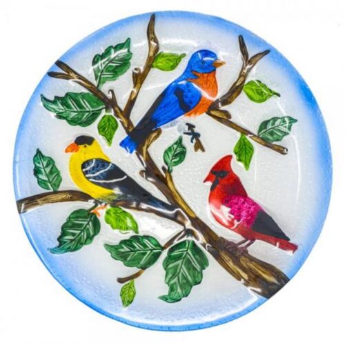 Songbird Trio Glass Bird Bath