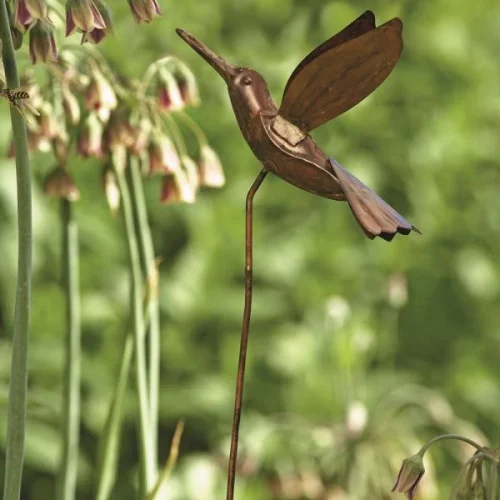 Flamed Copper Hummingbird Garden Stake