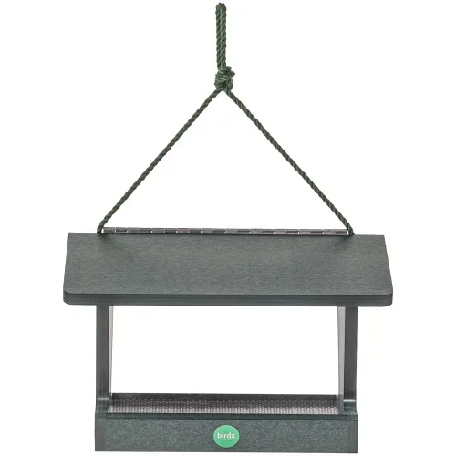 8.5" Recycled Plastic Hopper Bird Feeder in Evergreen - Image 4