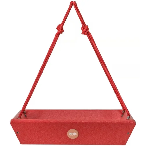 10 x 10 Red Recycled Plastic Hanging Tray Bird Feeder - Image 3