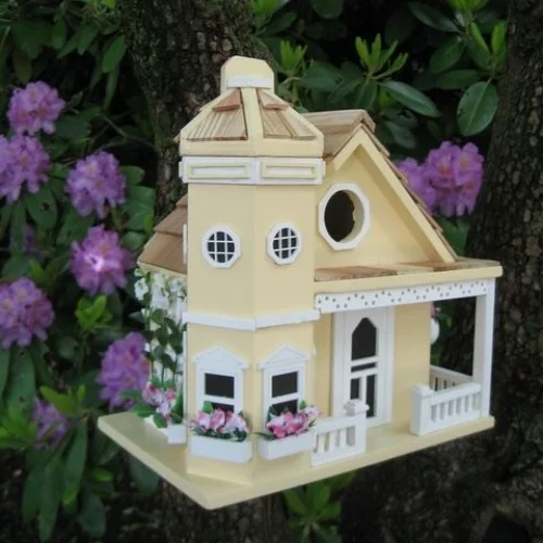 Yellow Flower Pot Cottage Birdhouse - Image 2