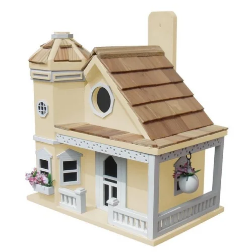 Yellow Flower Pot Cottage Birdhouse