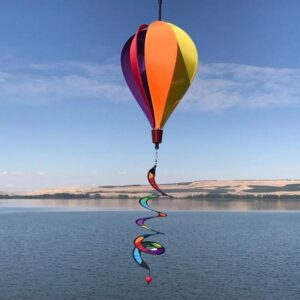 12" Rainbow Panel Hot Air Balloon with Curlie Tail