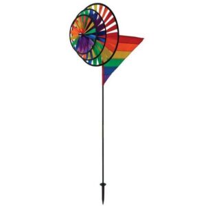 Rainbow Wind Sail Triple Wheel Spinner and Pole