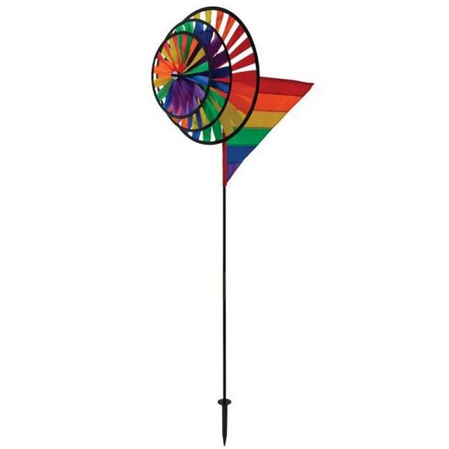 Rainbow Wind Sail Triple Wheel Spinner and Pole