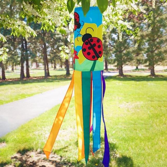 40" Ladybug Flower Windsock
