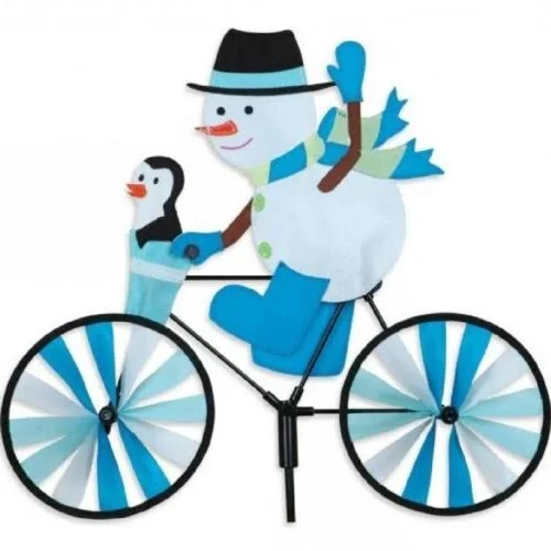 20" Snowman on Bicycle Lawn Spinner - Image 2