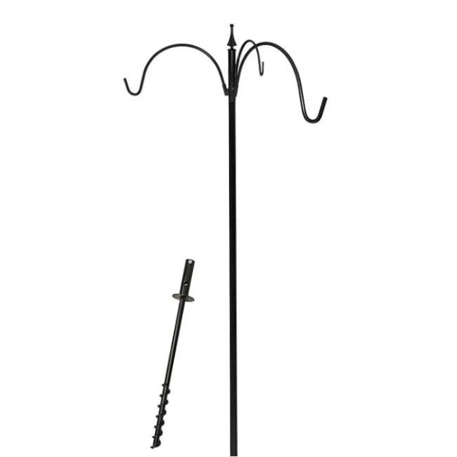 9' Three Arm - Five Piece Birding Pole Kit w/ Triple Hanger Black