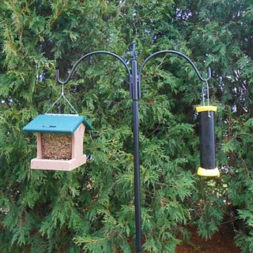 5' Complete Bird Feeder Pole Set with 2 Flanges and Squirrel Baffle