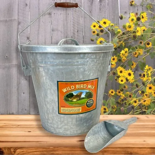 Rustic Farmhouse Seed Storage Container with Scoop (25 lb capacity)