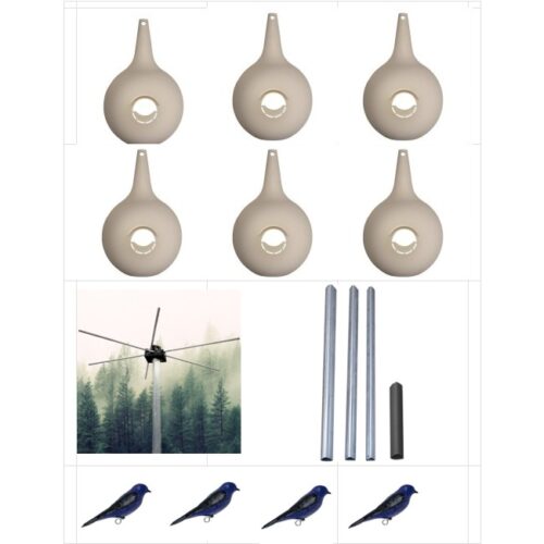 Combo:  6 Heath Purple Martin Crescent Gourds, 1 Hanging Bracket, 1 Pole, 4 Decoys