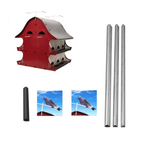 Combo: 16 Room Purple Martin Barn House and 12' Pole and 2 Decoys