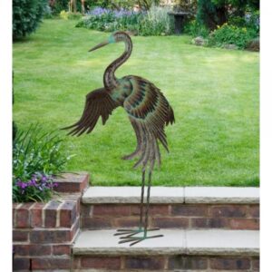 41.75" Green Patina Crane Wing Down