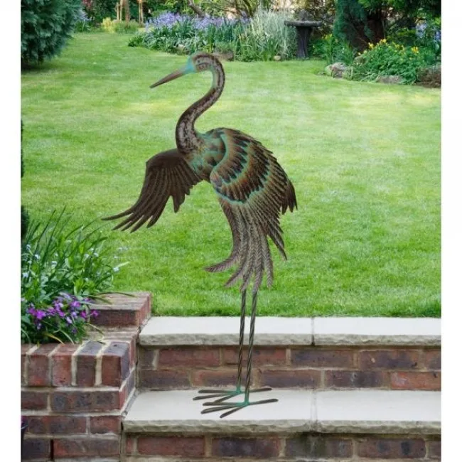41.75" Green Patina Crane Wing Down