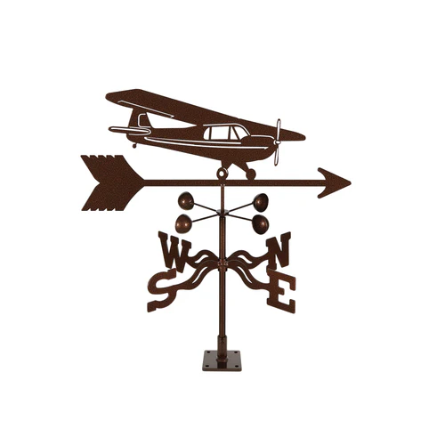 Hi Wing Airplane Weathervane - Choice of Roof, Deck, Post, 4-Sided, or Garden Mount
