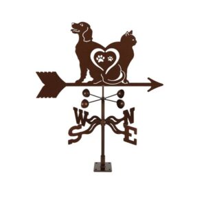 Cat and Dog Dog Weathervane - Choice of Roof, Deck, Post, 4-Sided, or Garden Mount