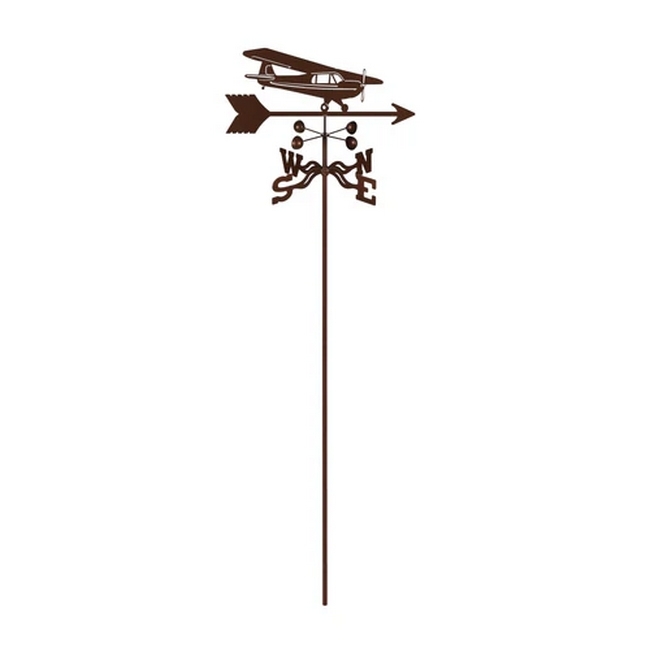 Hi Wing Airplane Weathervane with Garden Mount