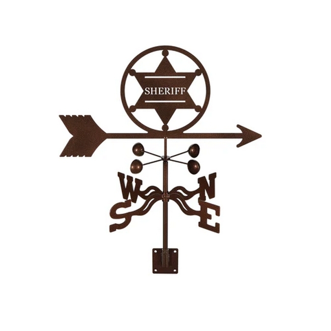 Sherrif 6 point Badge Weathervane - Choice of Roof, Deck, Post, 4-Sided, or Garden Mount - Image 5