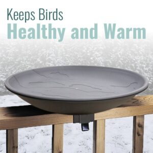 Heated 20" Bird Bath w/Deck Rail Brackets - Slate Color