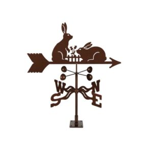 Rabbits with Fence Weathervane - Choice of Roof, Deck, Post, 4-Sided, or Garden Mount
