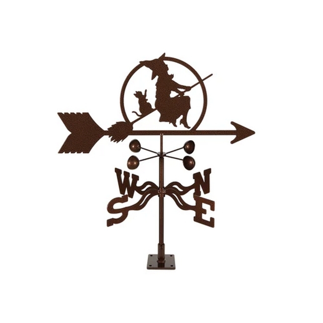 Witch On Broom Weathervane - Choice of Roof, Deck, Post, 4-Sided, or Garden Mount